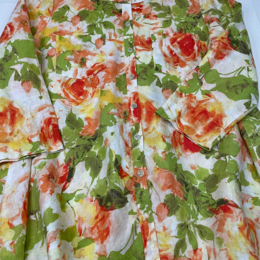Jones New York Sport Women's Linen Blend Floral Tunic Top Size Large - Picture 14 of 15